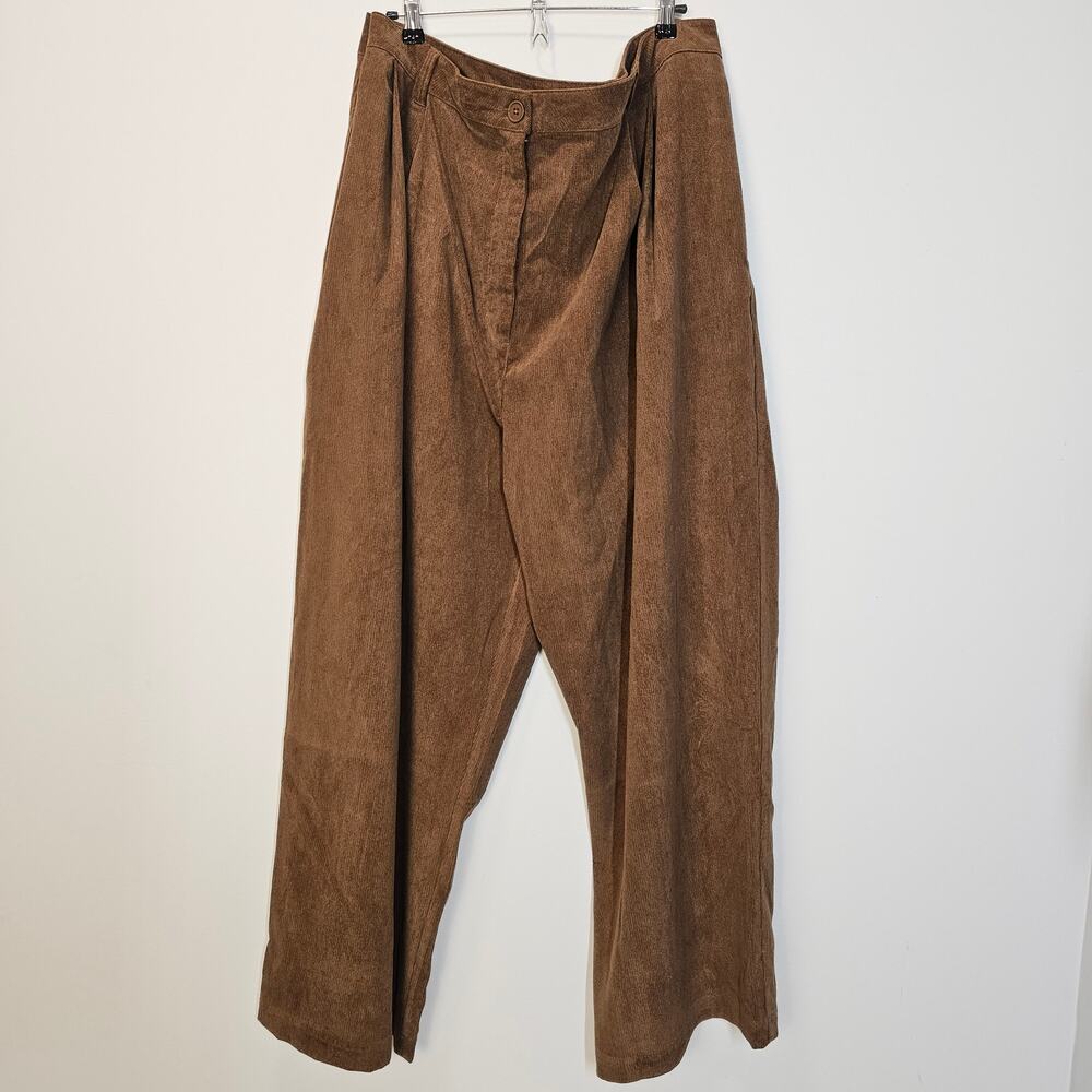 ASOS Design Curve Drapey Wide Leg Pants Rust Brown Corduroy Size 24